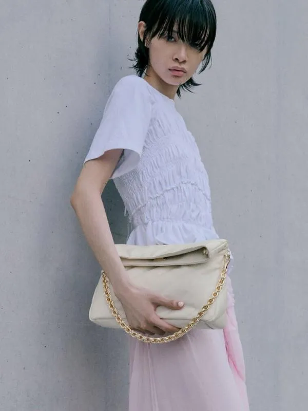 Women Fawn Panelled ChainHandle Shoulder Bag 8211 Cream CHARLES and KEITH Slouchy Bags
