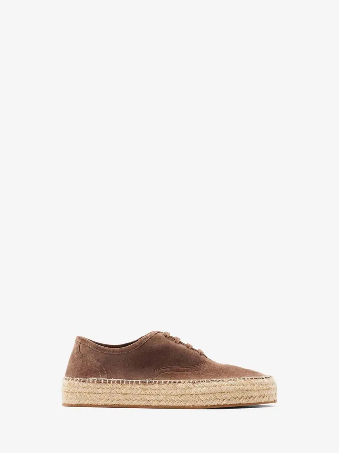 Women Flats JW Anderson SUEDE LACEFRONT PLATFORM ESPADRILLES Taupe