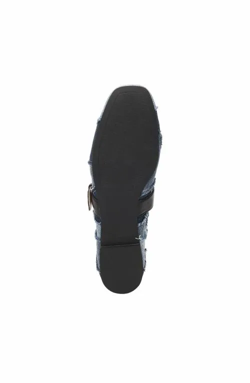Women Flats Liverpool Los Angeles Oakpark Patchwork Frayed Denim Ballerina Flat Lt Blue Indigo