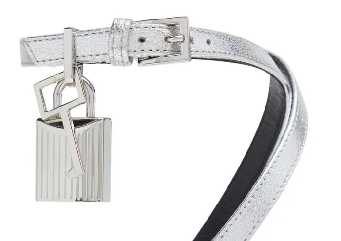 Women Flats Tom Ford Laminated Leather Padlock Sandal Silver Women Flats Tom Ford Laminated Leather Padlock Sandal Silver