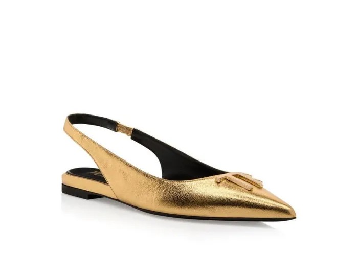 Women Flats Tom Ford Laminated Nappa Leather Tf Slingback Ballerina Flat Gold Women Flats Tom Ford Laminated Nappa Leather Tf Slingback Ballerina Flat Gold