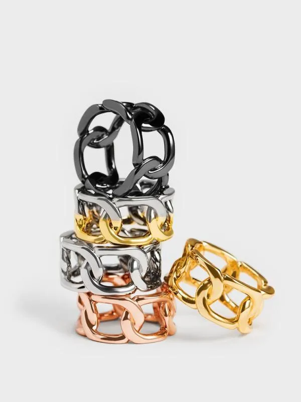 Women Gabine ChainLink Ring 8211 Rose Gold CHARLES and KEITH Rings