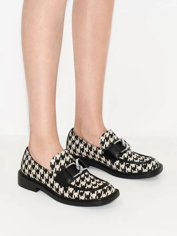 Women Gabine Leather Houndstooth Loafers 8211 Multi CHARLES and KEITH Flats