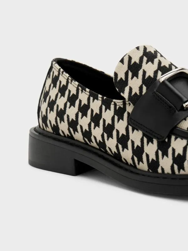Women Gabine Leather Houndstooth Loafers 8211 Multi CHARLES and KEITH Flats