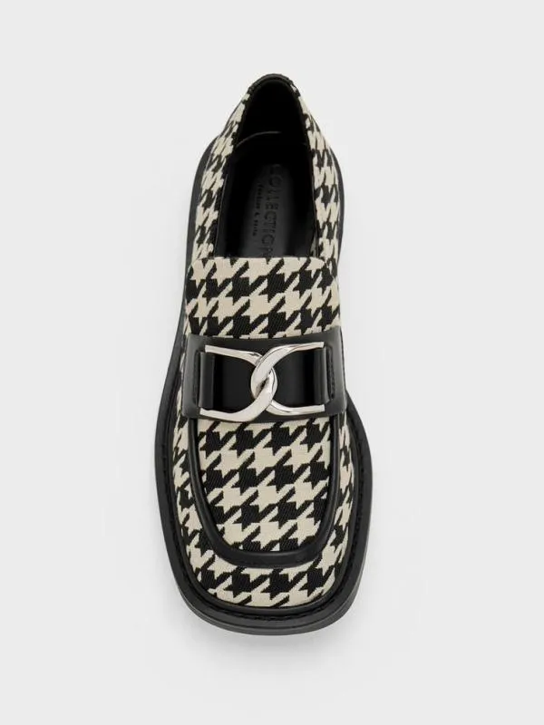 Women Gabine Leather Houndstooth Loafers 8211 Multi CHARLES and KEITH Flats