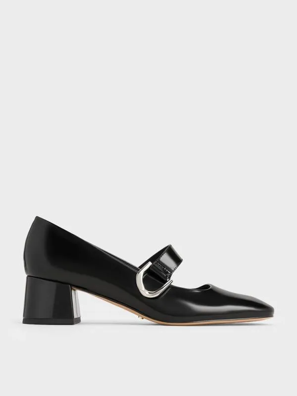 Women Gabine Leather Mary Jane Pumps 8211 Black Box CHARLES and KEITH Heels