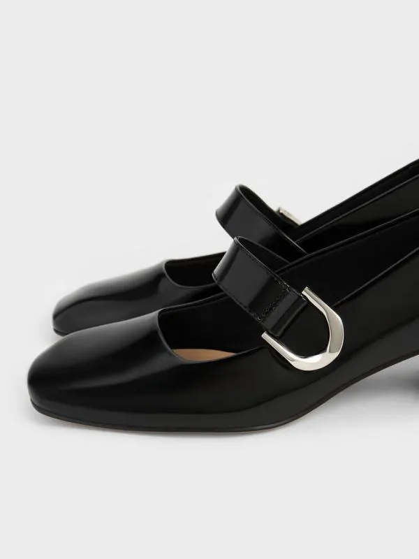 Women Gabine Leather Mary Jane Pumps 8211 Black Box CHARLES and KEITH Heels