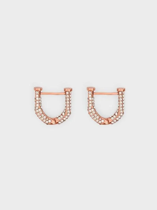 Women Gabine Swarovski Crystal Huggie Earrings 8211 Rose Gold CHARLES and KEITH Earrings Women Gabine Swarovski Crystal Huggie Earrings 8211 Rose Gold CHARLES and KEITH Earrings