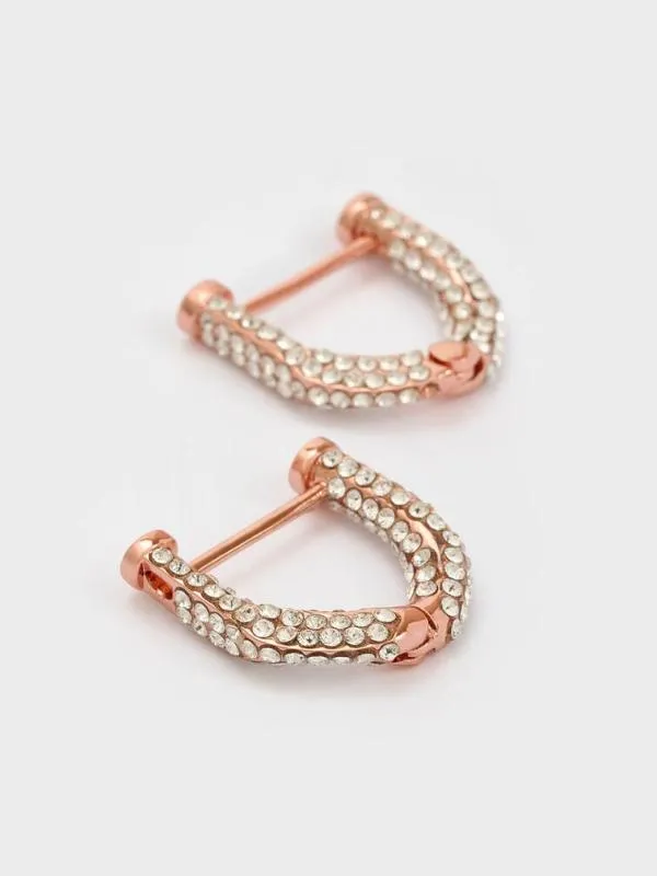 Women Gabine Swarovski Crystal Huggie Earrings 8211 Rose Gold CHARLES and KEITH Earrings Women Gabine Swarovski Crystal Huggie Earrings 8211 Rose Gold CHARLES and KEITH Earrings