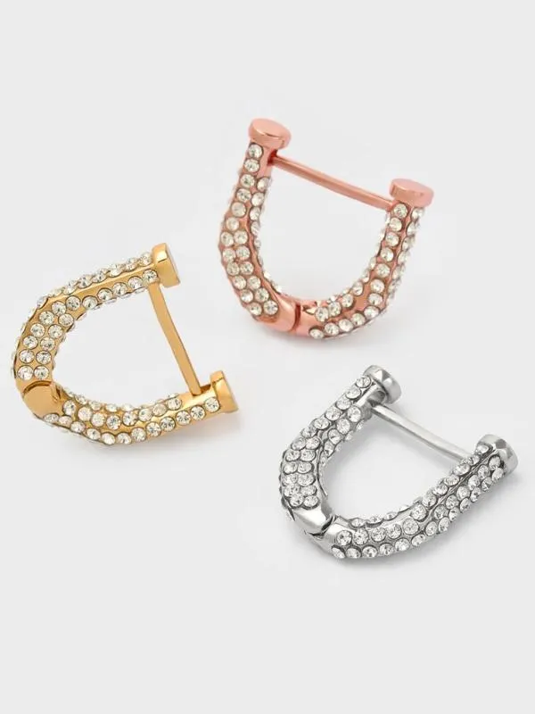 Women Gabine Swarovski Crystal Huggie Earrings 8211 Rose Gold CHARLES and KEITH Earrings Women Gabine Swarovski Crystal Huggie Earrings 8211 Rose Gold CHARLES and KEITH Earrings