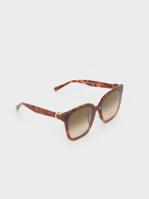 Women Gabine Tortoiseshell Oversized Butterfly Sunglasses 8211 T Shell CHARLES and KEITH Butterfly