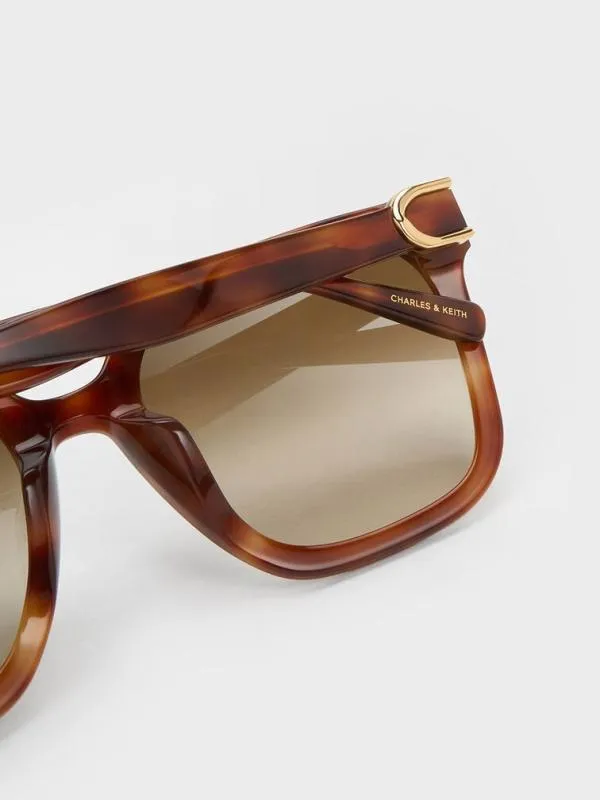 Women Gabine Tortoiseshell Oversized Butterfly Sunglasses 8211 T Shell CHARLES and KEITH Butterfly