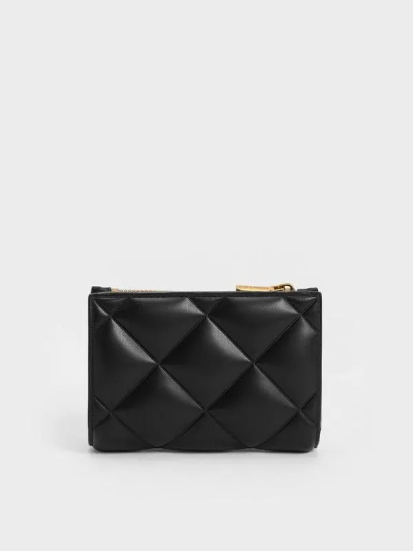 Women Gemma Quilted Cardholder 8211 Black CHARLES and KEITH Small Wallets