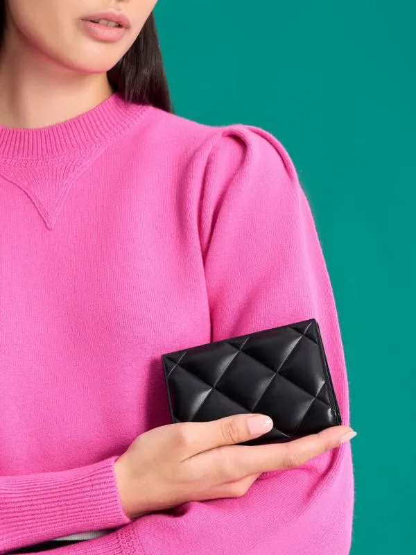 Women Gemma Quilted Cardholder 8211 Black CHARLES and KEITH Small Wallets
