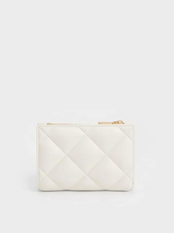 Women Gemma Quilted Cardholder 8211 White CHARLES and KEITH Small Wallets