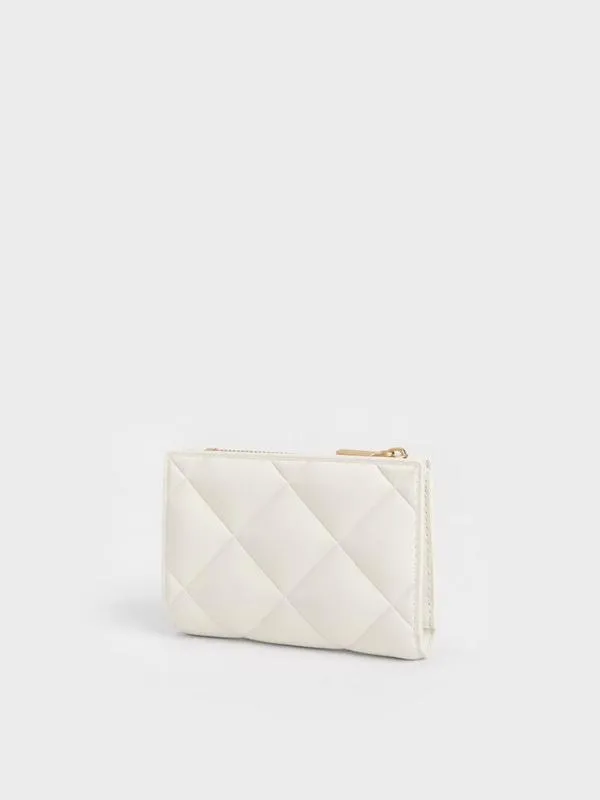 Women Gemma Quilted Cardholder 8211 White CHARLES and KEITH Small Wallets