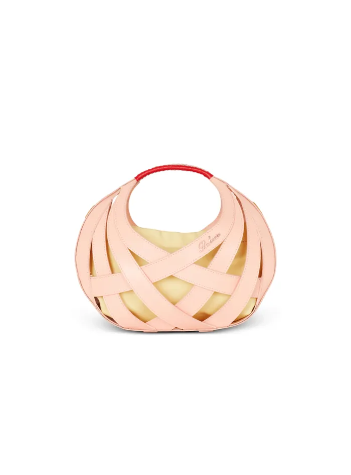 Women Handbags Balmain Calfskin Basket Bag With An Openwork Diamond Motif Orange Women Handbags Balmain Calfskin Basket Bag With An Openwork Diamond Motif Orange