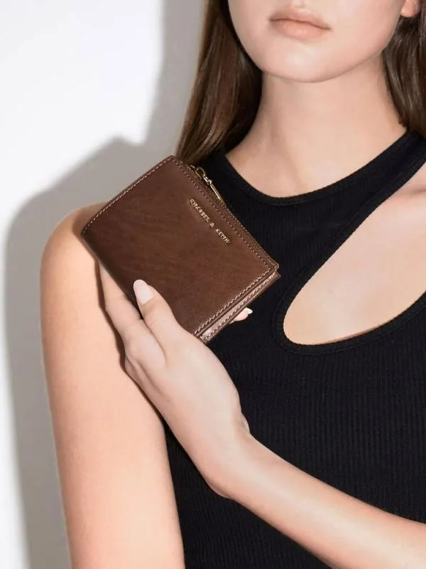 Women Harmonee Top Zip Small Wallet 8211 Chocolate CHARLES and KEITH Small Wallets