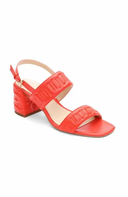 Women Heels Liverpool Los Angeles Lakewood Logo Stitch Slingback With Block Heel Coral
