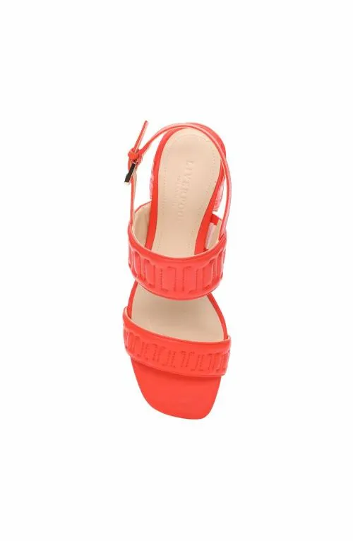 Women Heels Liverpool Los Angeles Lakewood Logo Stitch Slingback With Block Heel Coral