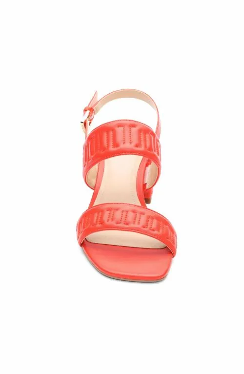 Women Heels Liverpool Los Angeles Lakewood Logo Stitch Slingback With Block Heel Coral
