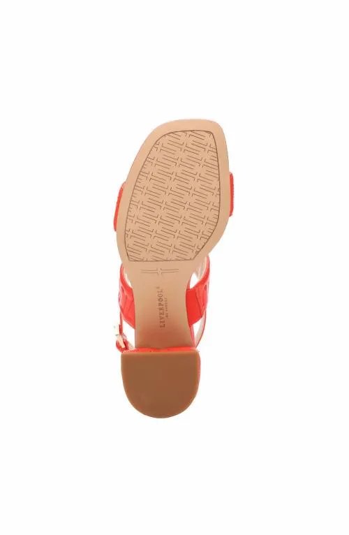 Women Heels Liverpool Los Angeles Lakewood Logo Stitch Slingback With Block Heel Coral
