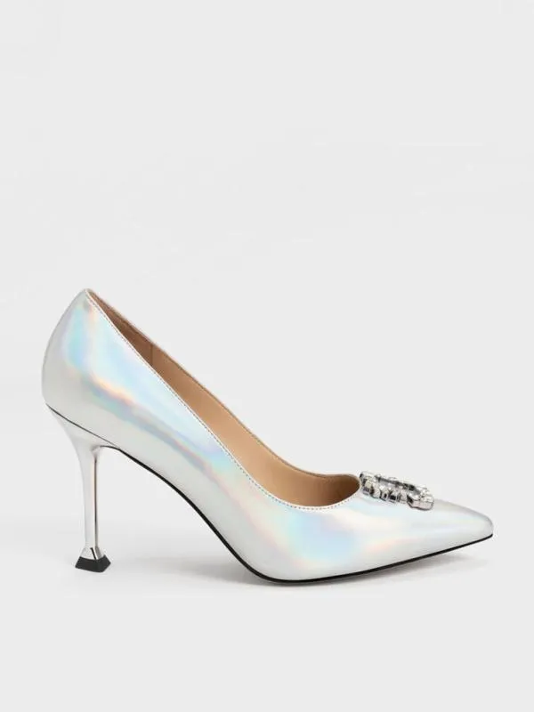 Women Holographic Leather GemEmbellished Pumps 8211 Multi CHARLES and KEITH Heels Women Holographic Leather GemEmbellished Pumps 8211 Multi CHARLES and KEITH Heels
