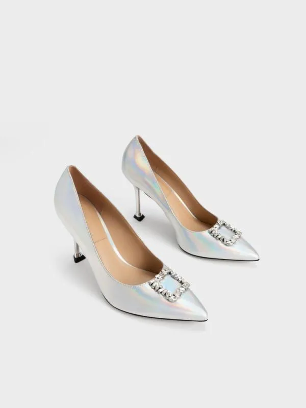Women Holographic Leather GemEmbellished Pumps 8211 Multi CHARLES and KEITH Heels Women Holographic Leather GemEmbellished Pumps 8211 Multi CHARLES and KEITH Heels