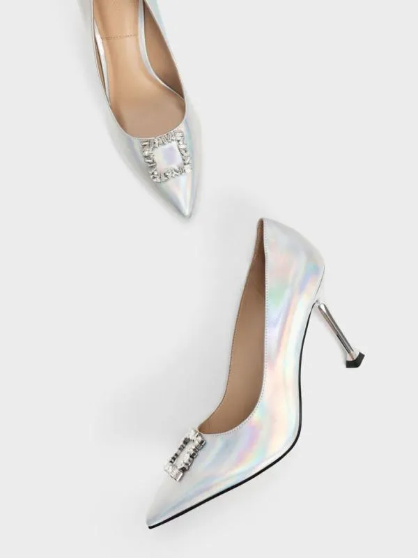 Women Holographic Leather GemEmbellished Pumps 8211 Multi CHARLES and KEITH Heels Women Holographic Leather GemEmbellished Pumps 8211 Multi CHARLES and KEITH Heels