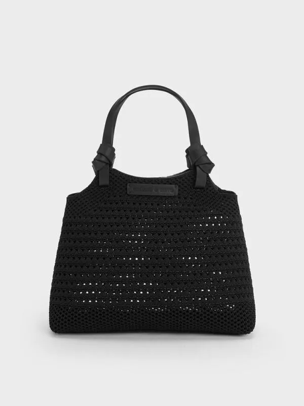 Women Ida Knotted Handle Knitted Tote Bag 8211 Black CHARLES and KEITH Tote Bags Women Ida Knotted Handle Knitted Tote Bag 8211 Black CHARLES and KEITH Tote Bags