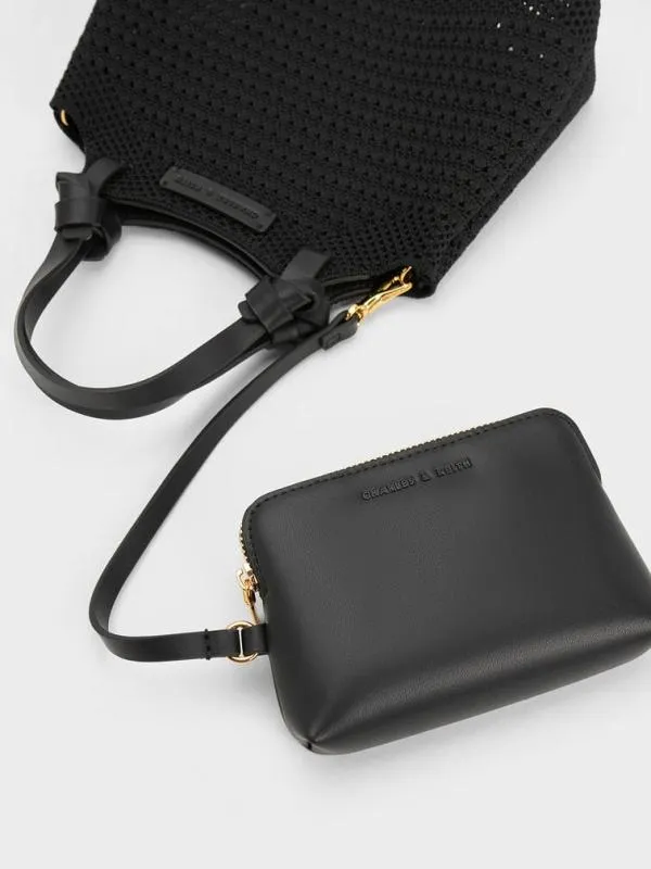 Women Ida Knotted Handle Knitted Tote Bag 8211 Black CHARLES and KEITH Tote Bags