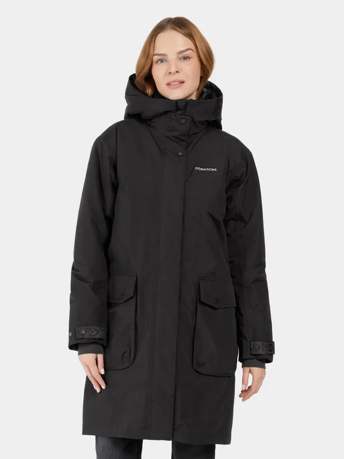 Women Ilsa Parka Black Didriksons Autumn Jackets