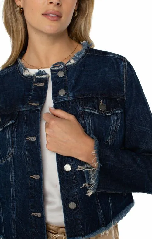 Women Jackets Liverpool Los Angeles Classic Jean Jacket With Fray Hem Davidson