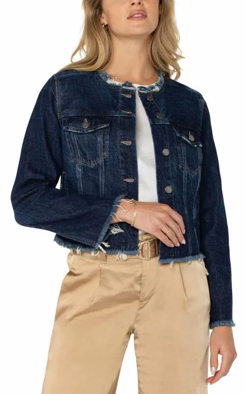 Women Jackets Liverpool Los Angeles Classic Jean Jacket With Fray Hem Davidson