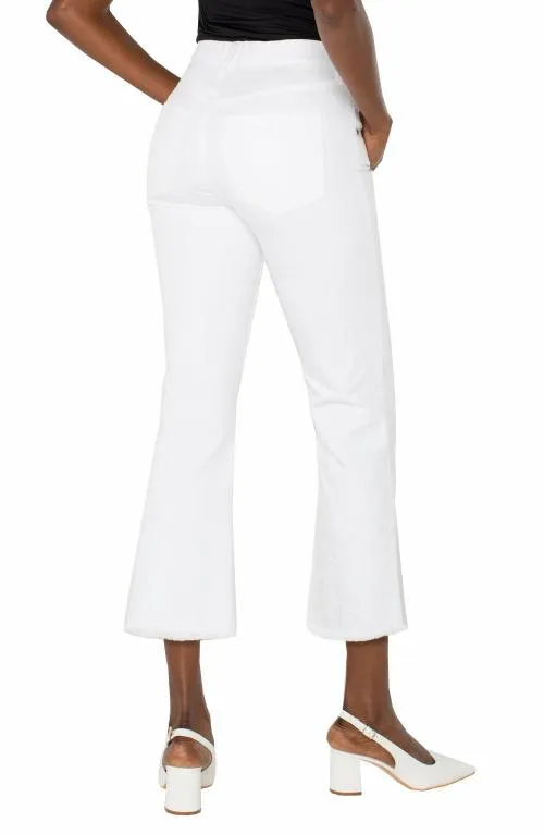 Women Jeans Liverpool Los Angeles The Gia Glider Crop Flare With Fray Hem Bright White Paisley