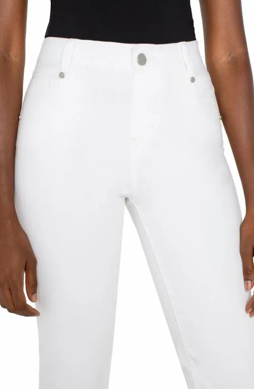 Women Jeans Liverpool Los Angeles The Gia Glider Crop Flare With Fray Hem Bright White Paisley