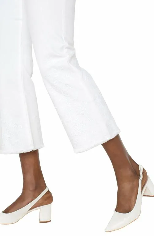 Women Jeans Liverpool Los Angeles The Gia Glider Crop Flare With Fray Hem Bright White Paisley