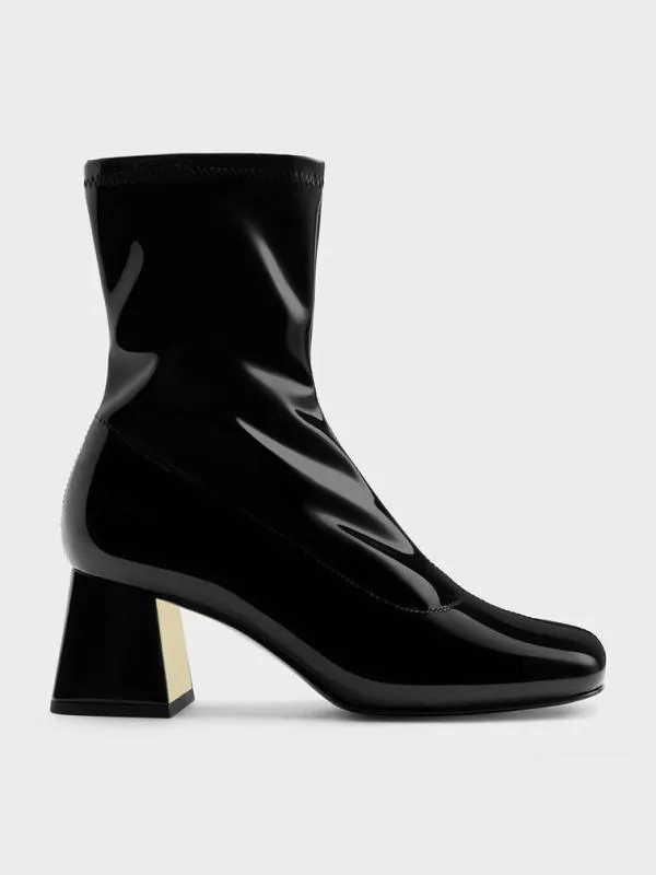 Women Jully Patent Metallic Trapeze Heel Ankle Boots 8211 Black Patent CHARLES and KEITH Boots Women Jully Patent Metallic Trapeze Heel Ankle Boots 8211 Black Patent CHARLES and KEITH Boots