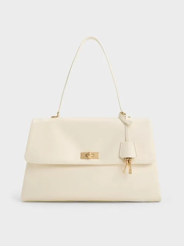 Women Kerry Top Handle Satchel Bag 8211 Cream CHARLES and KEITH Slouchy Bags