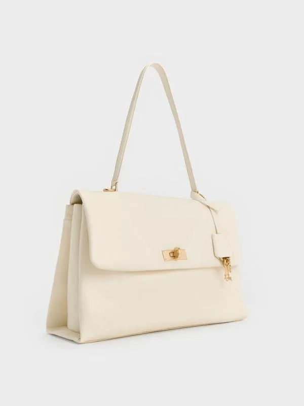 Women Kerry Top Handle Satchel Bag 8211 Cream CHARLES and KEITH Slouchy Bags