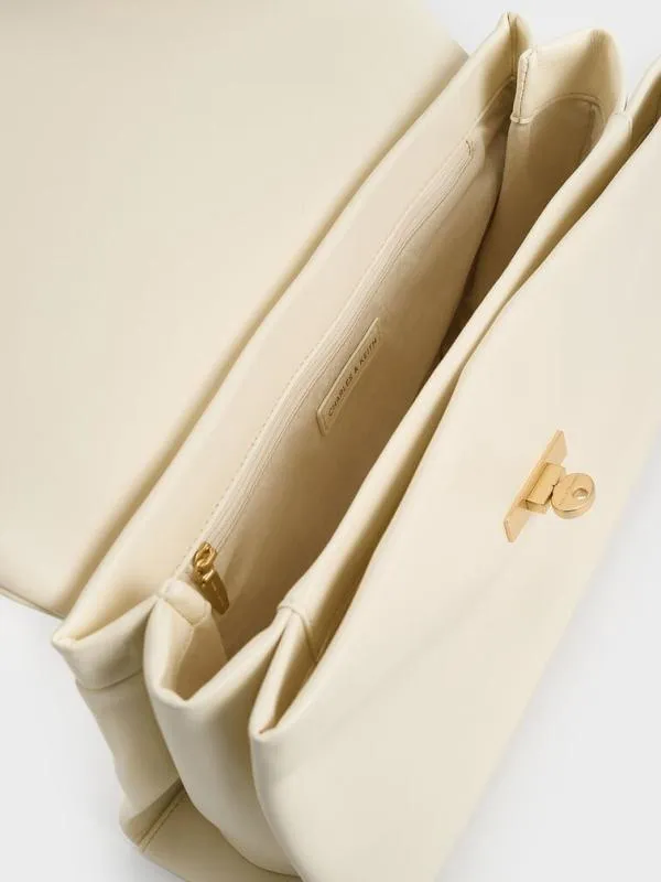 Women Kerry Top Handle Satchel Bag 8211 Cream CHARLES and KEITH Slouchy Bags