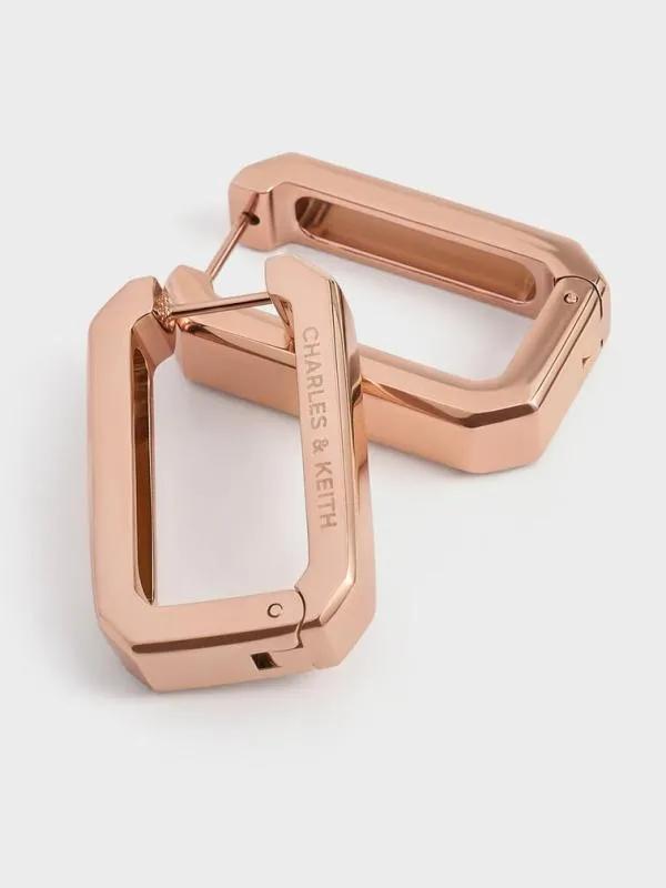 Women Keziah Rectangle Hoop Earrings 8211 Rose Gold CHARLES and KEITH Earrings Women Keziah Rectangle Hoop Earrings 8211 Rose Gold CHARLES and KEITH Earrings