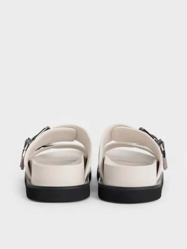 Women Kirke Buckled DoubleStrap Sandals 8211 White CHARLES and KEITH Sandals