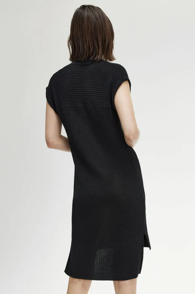 Women Knitted Shirt Dress Black Fred Perry Dresses