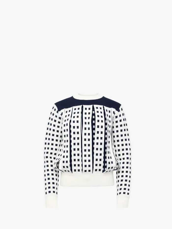 Women Knitwear JW Anderson JACQUARD PANEL SLIT SWEATER Off White