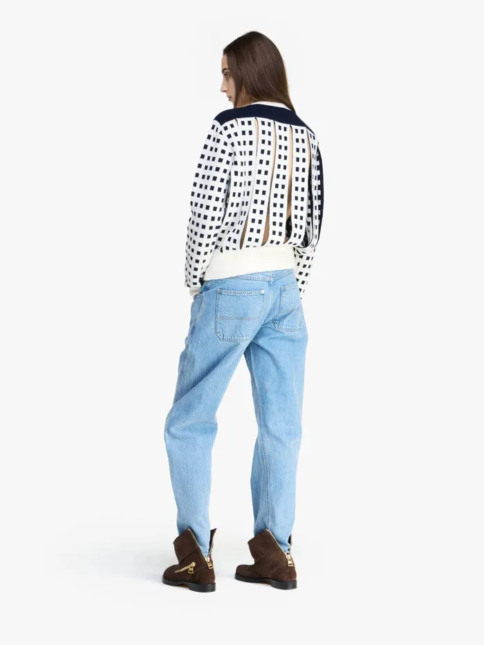Women Knitwear JW Anderson JACQUARD PANEL SLIT SWEATER Off White Women Knitwear JW Anderson JACQUARD PANEL SLIT SWEATER Off White