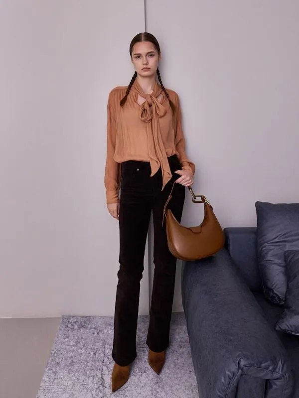 Women Kora MetallicAccent Moon Bag 8211 Chocolate CHARLES and KEITH Hobo Bags