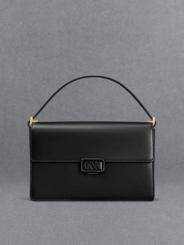 Women Leather Shoulder Bag 8211 Black CHARLES and KEITH Shoulder Bags