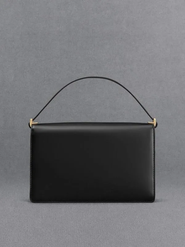 Women Leather Shoulder Bag 8211 Black CHARLES and KEITH Shoulder Bags