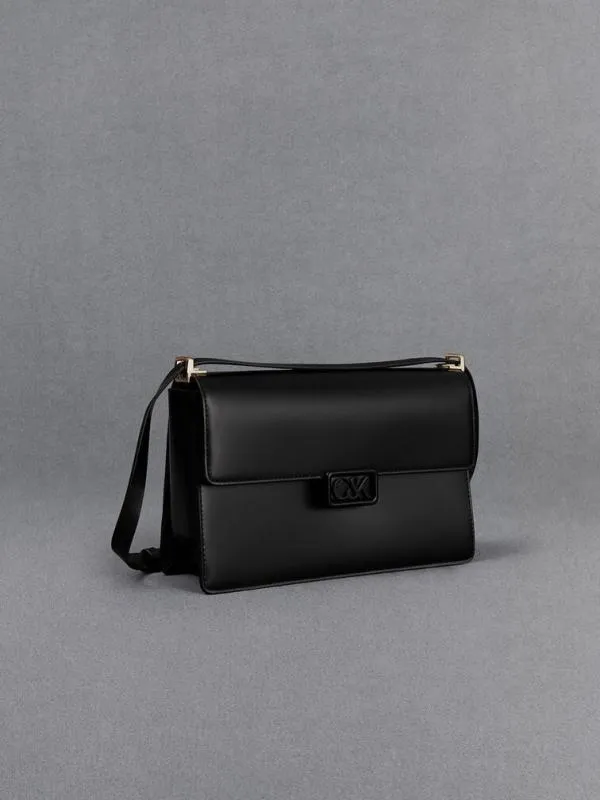 Women Leather Shoulder Bag 8211 Black CHARLES and KEITH Shoulder Bags